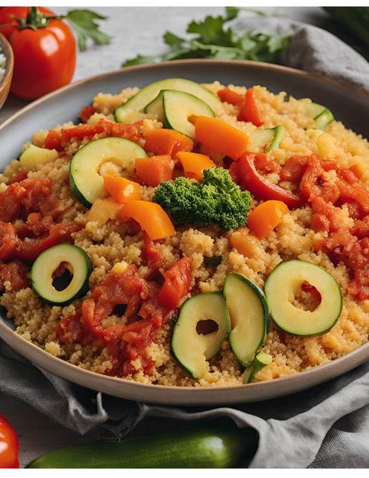 Couscous mit Tomatensauce und Gemüse